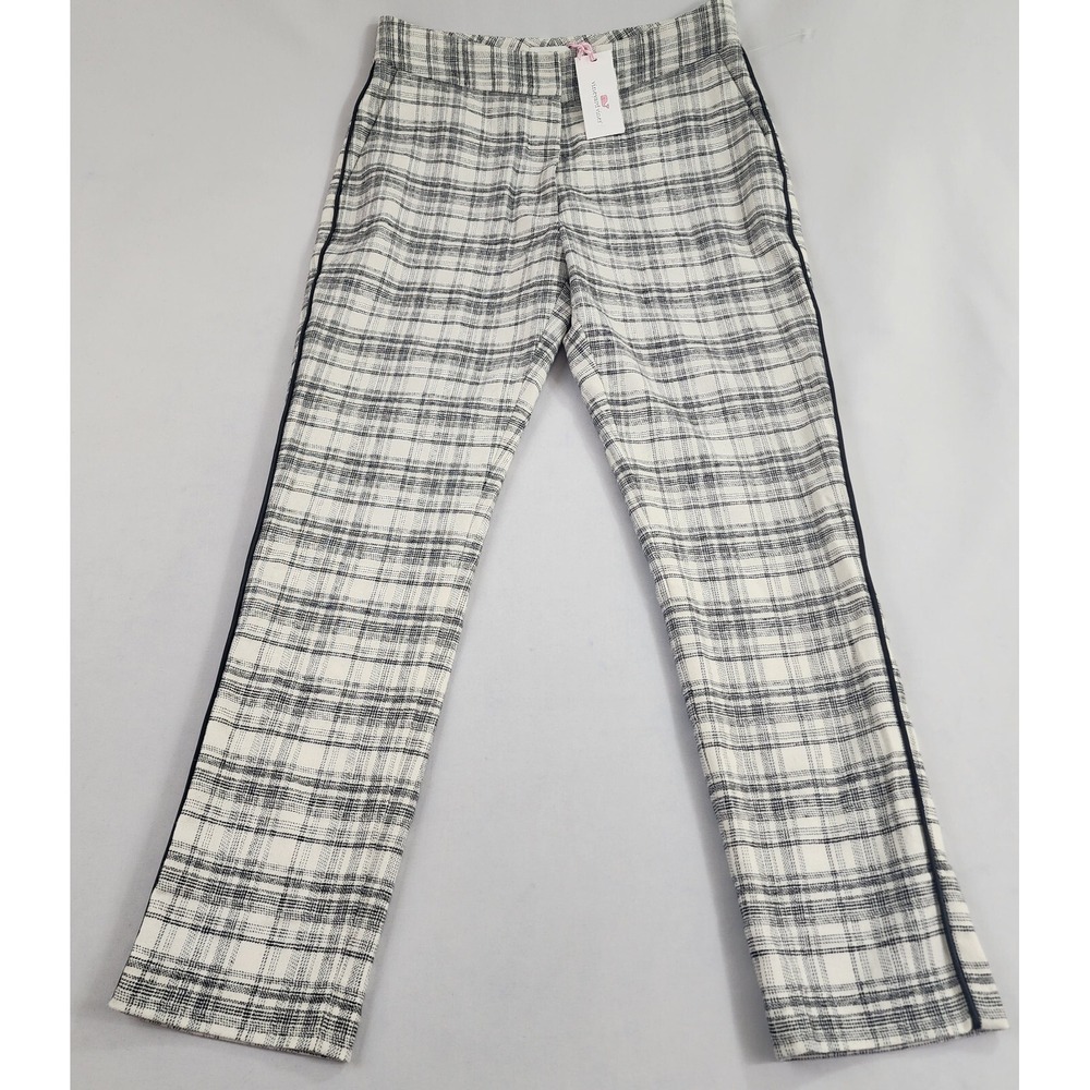 Vineyard Vines Womens 6 Wool Blend Check Plaid Skinny Dress Pants White Black
